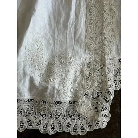 Vintage Baby Crib Cotton Embroidery Long Covering Curtain Lace and Eyelet Detail - Picture 7 of 12